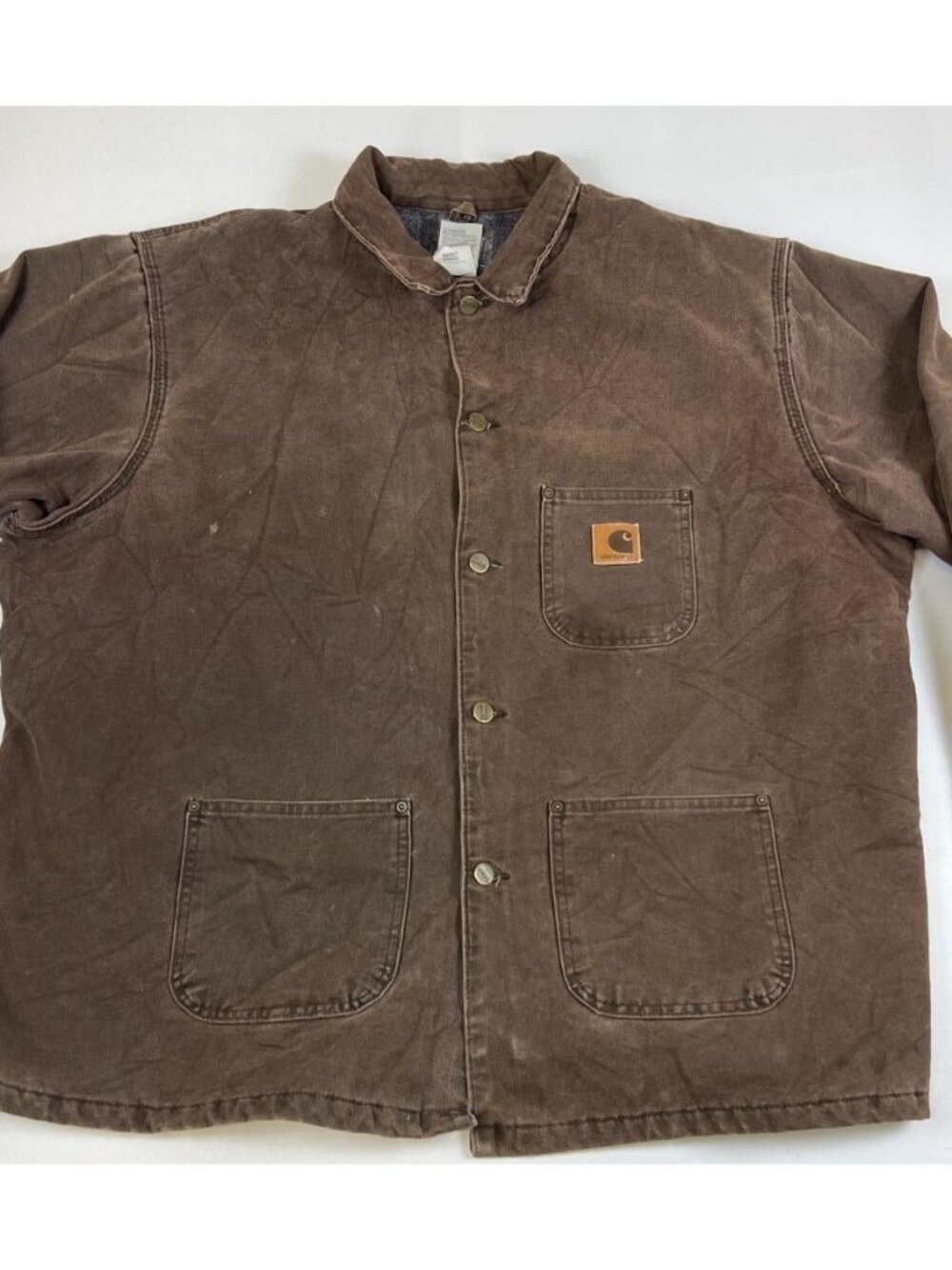 Vintage Carhartt Men 2XL Made in USA Sandstone Chore Coat Brown C58 CHT Blanket